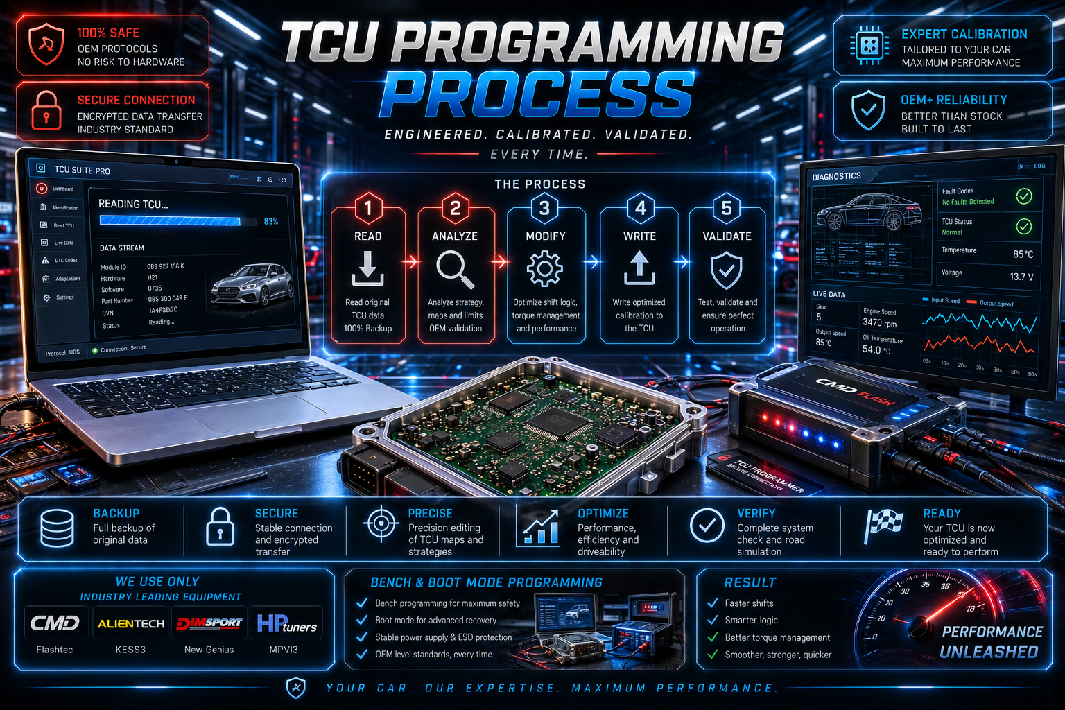 عملية برمجة TCU وخطوات المعايرة